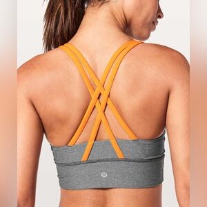 Like new lululemon energy bra Heathered Slate Vivid amber Size 10